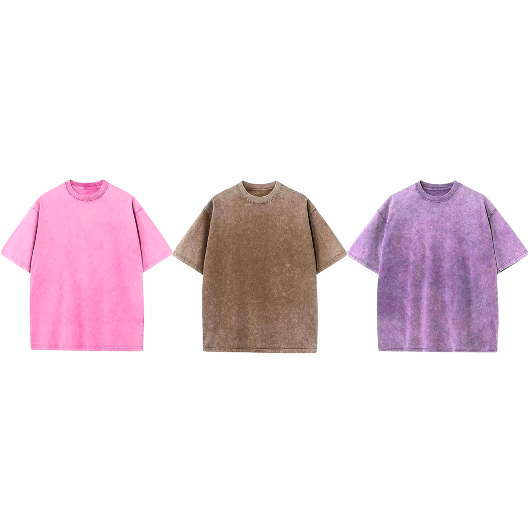 3 Camisetas Oversized Acid Wash Premium
