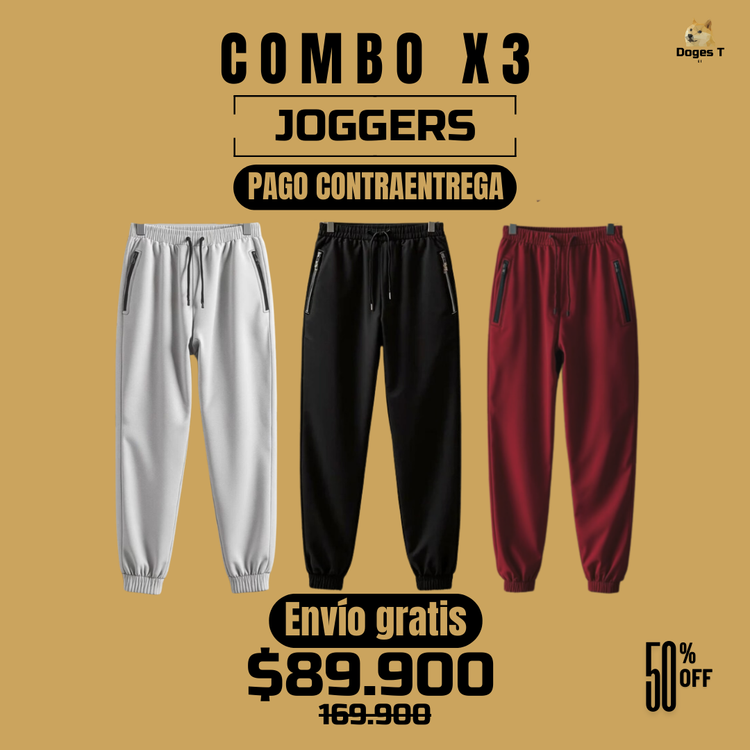 3 Joggers Cremallera