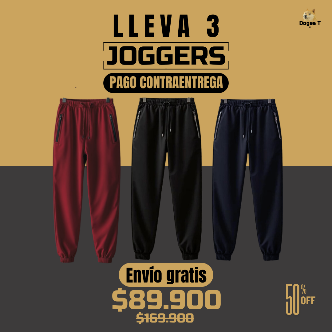3 Joggers Cremallera