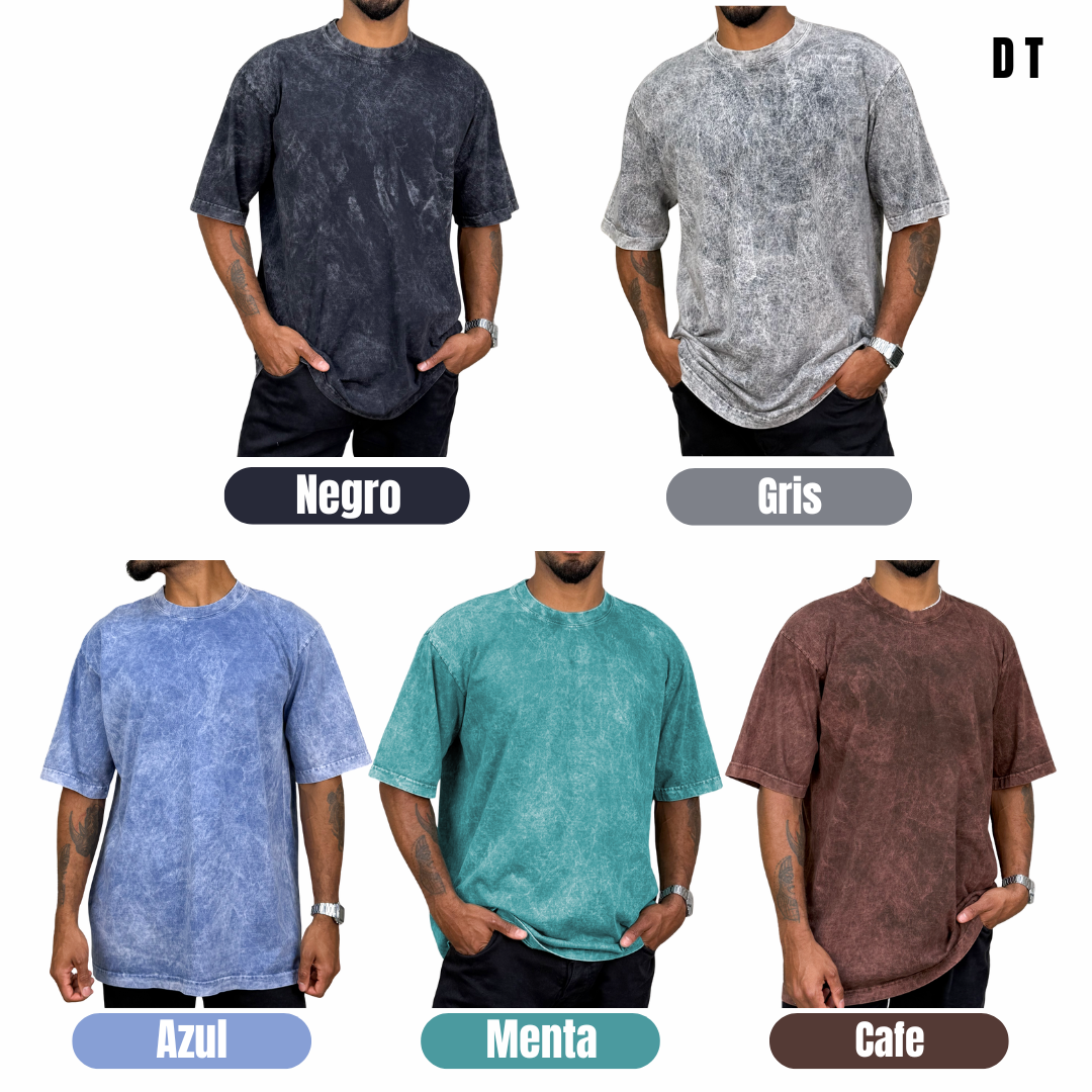 3 Camisetas Oversized Acid Wash Premium