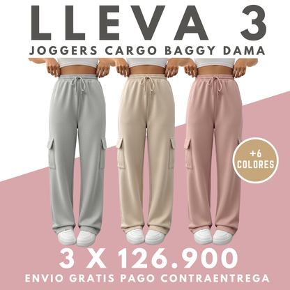 3 Joggers Cargo Baggy Dama