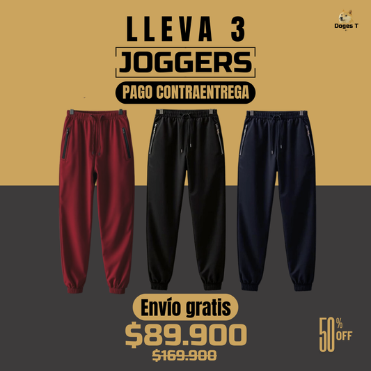 3 Joggers Cremallera
