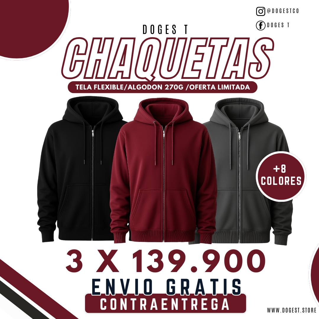 3 Chaquetas Hoodie Premium